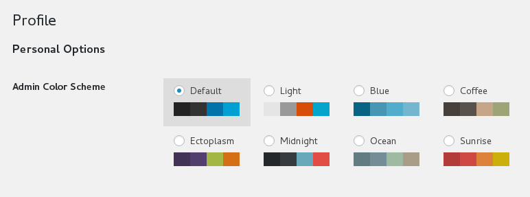 WordPress color scheme picker in profile page