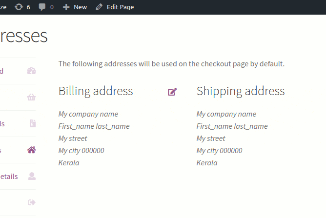 Change shipping and billing address title - WooCommerce